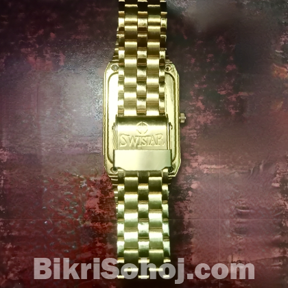 Swistar 22k Gold Plated Swiss Quartz Watch- Water Resistant
